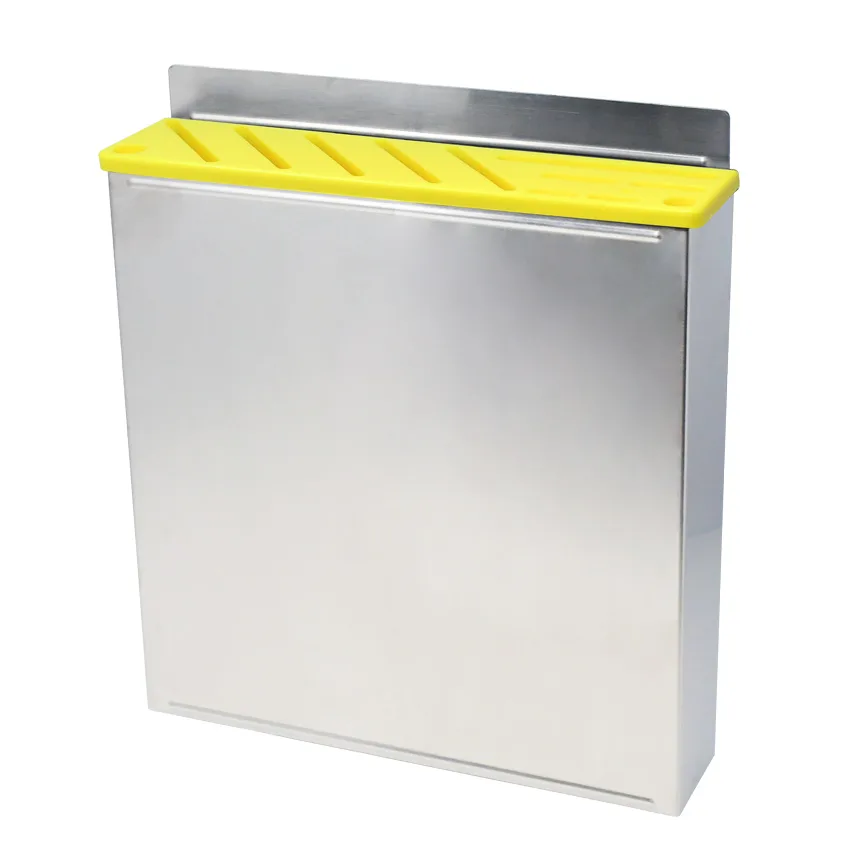 Stainless Steel Knife Rack with Yellow Plastic Insert