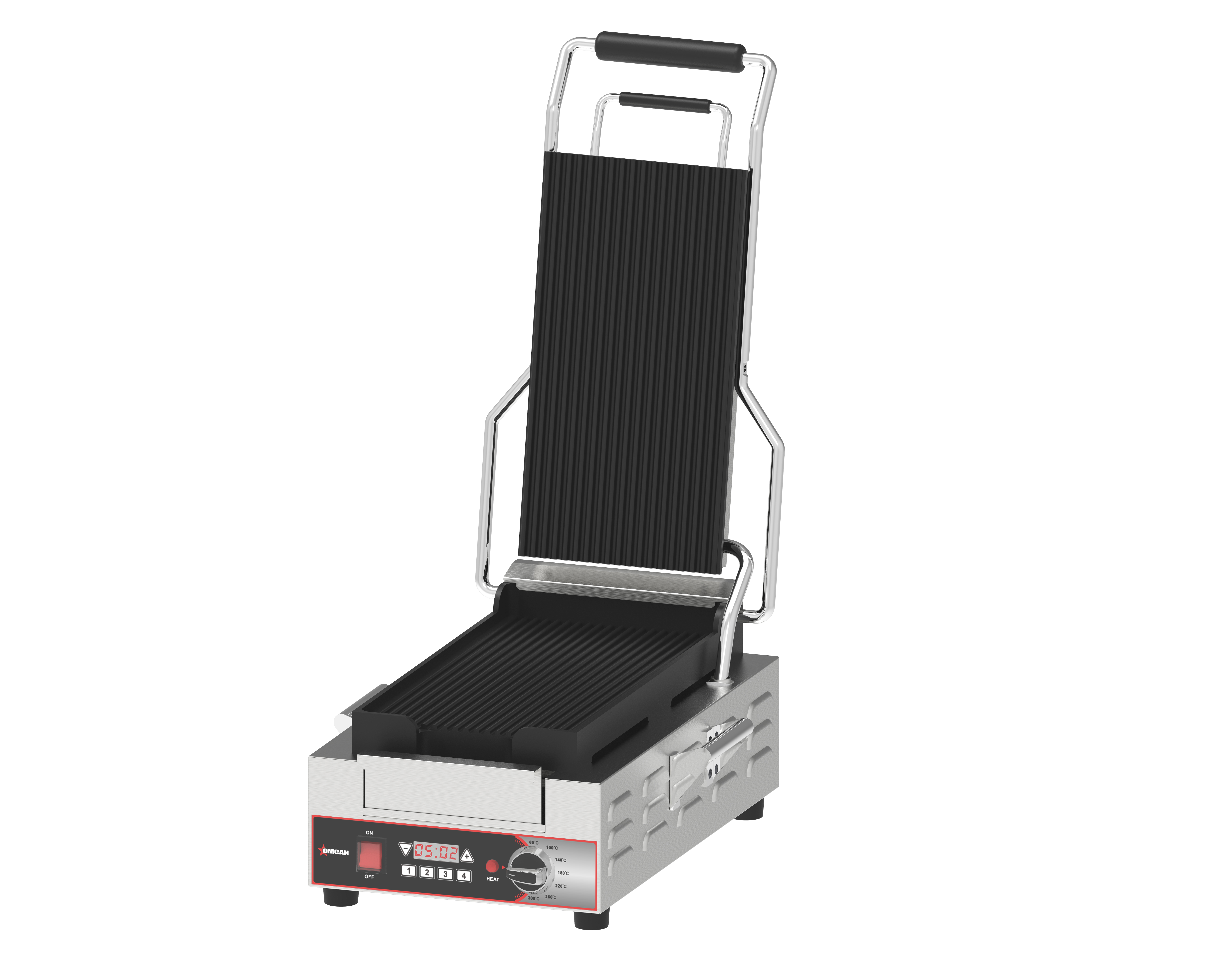 Single Slim Panini Grill with Ribbed Plates 14.7” x 7.8”