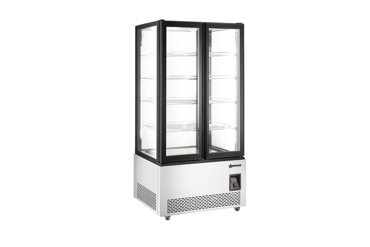 40” Stainless Steel 4-Sided Glass Display Freezer with Front and Back Glass Door, 21.18 cu.ft. (600 L)