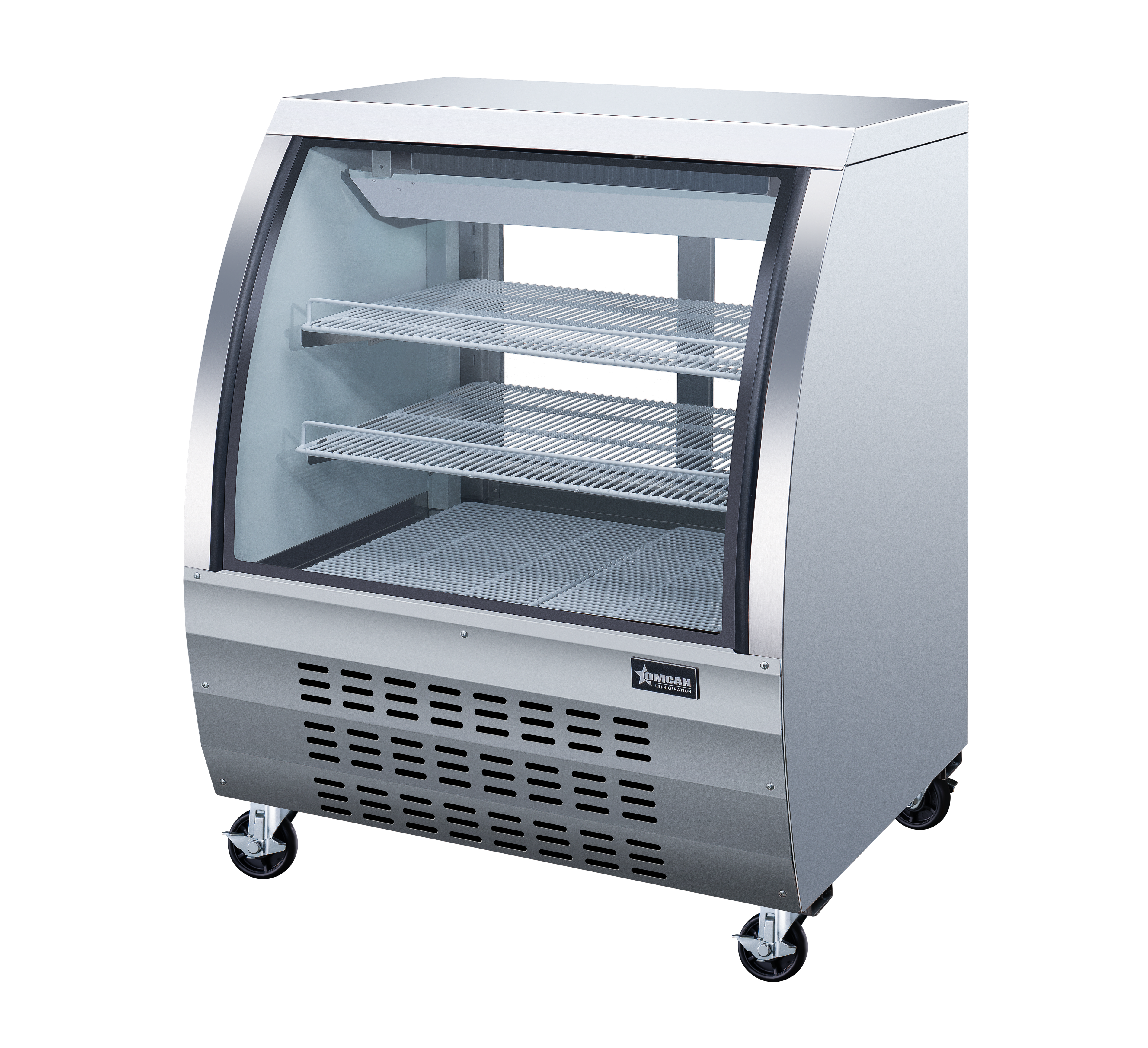 36″ Two (2) Shelf Floor Refrigerated Showcase, 11.6 cu.ft. (328 L), Stainless Steel