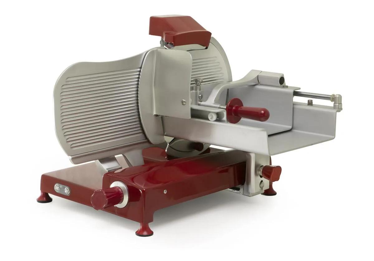 Omas S-Series 15″ Horizontal Gear-Driven Meat Slicer, Red | Trento – 110 V, 0.4 HP