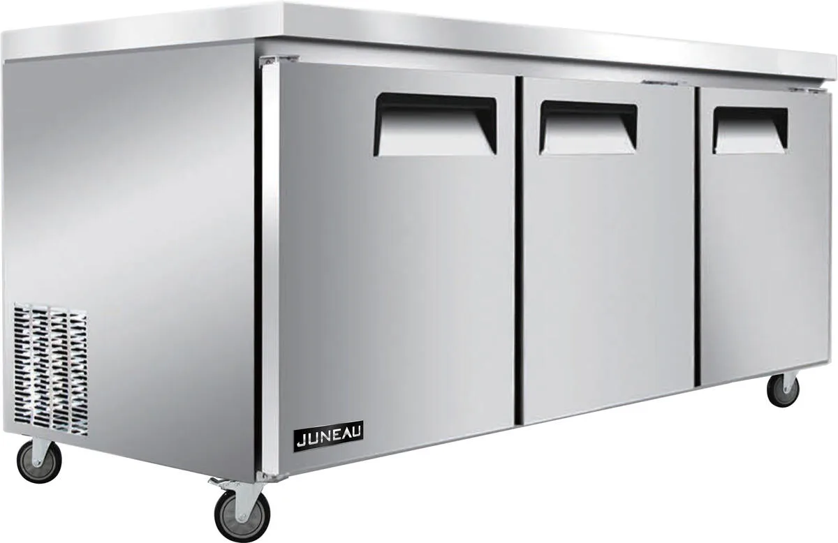 Juneau 72″ Three (3) Door Undercounter Freezer, 11 cu.ft. (308 L), Stainless Steel