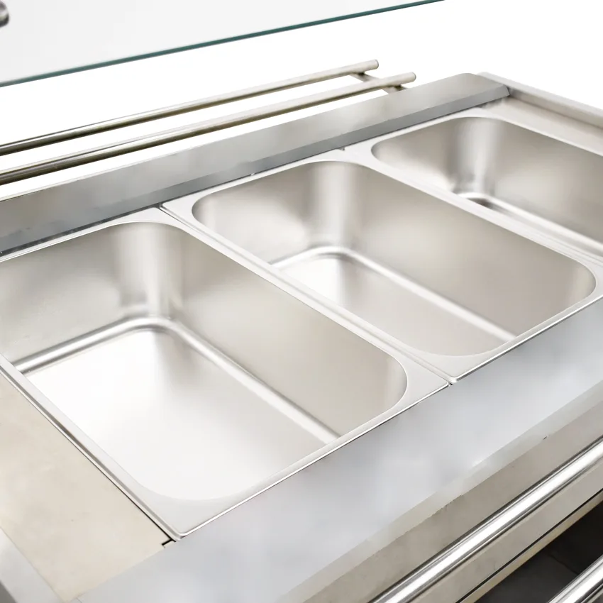 48″ 3 Pan Sealed Well Steam Table with Integrated Lighting Canopy, All-Stainless-Steel, 110V, 1450W