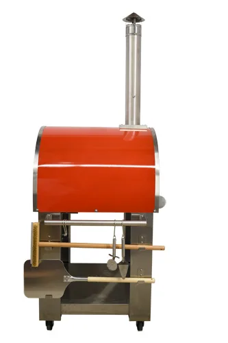 32″ Wood Fired Pizza Oven Stainless Steel with Red Enamel Coating Shield