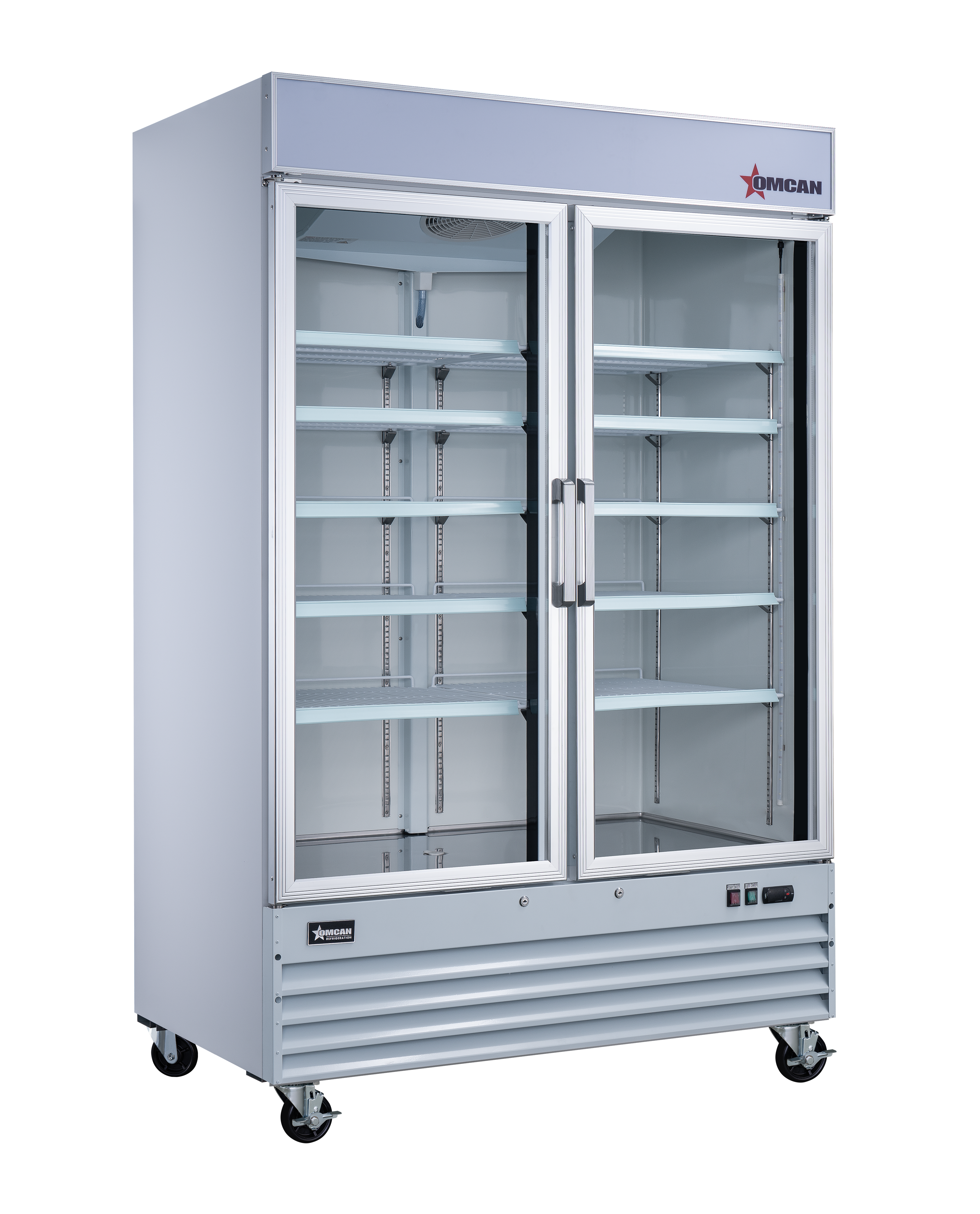 53” Two (2) Glass Door Display Refrigerator, 45 cu.ft. (1270 L), White