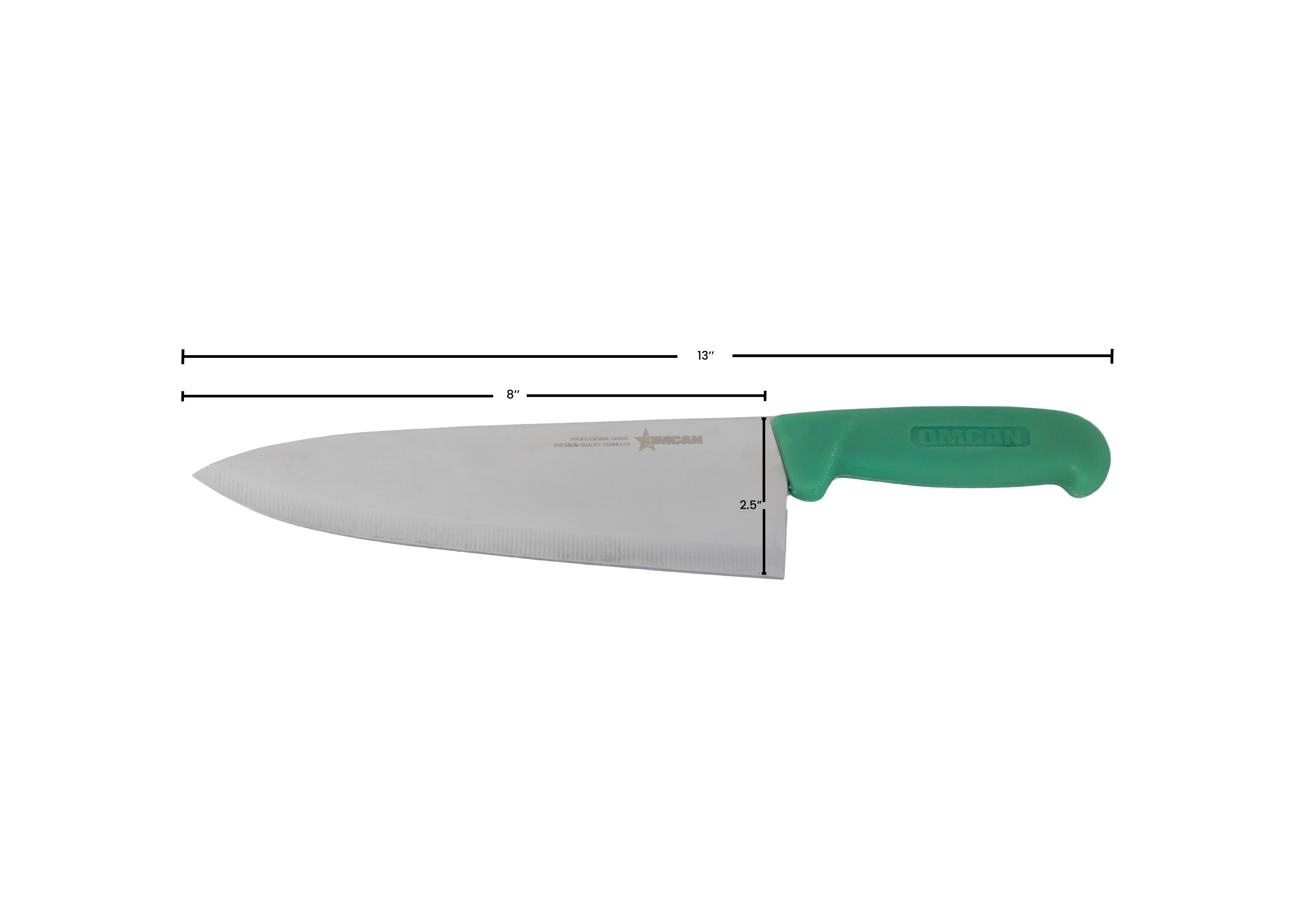 8" Medium Cook Knife with Green Polypropylene Handle