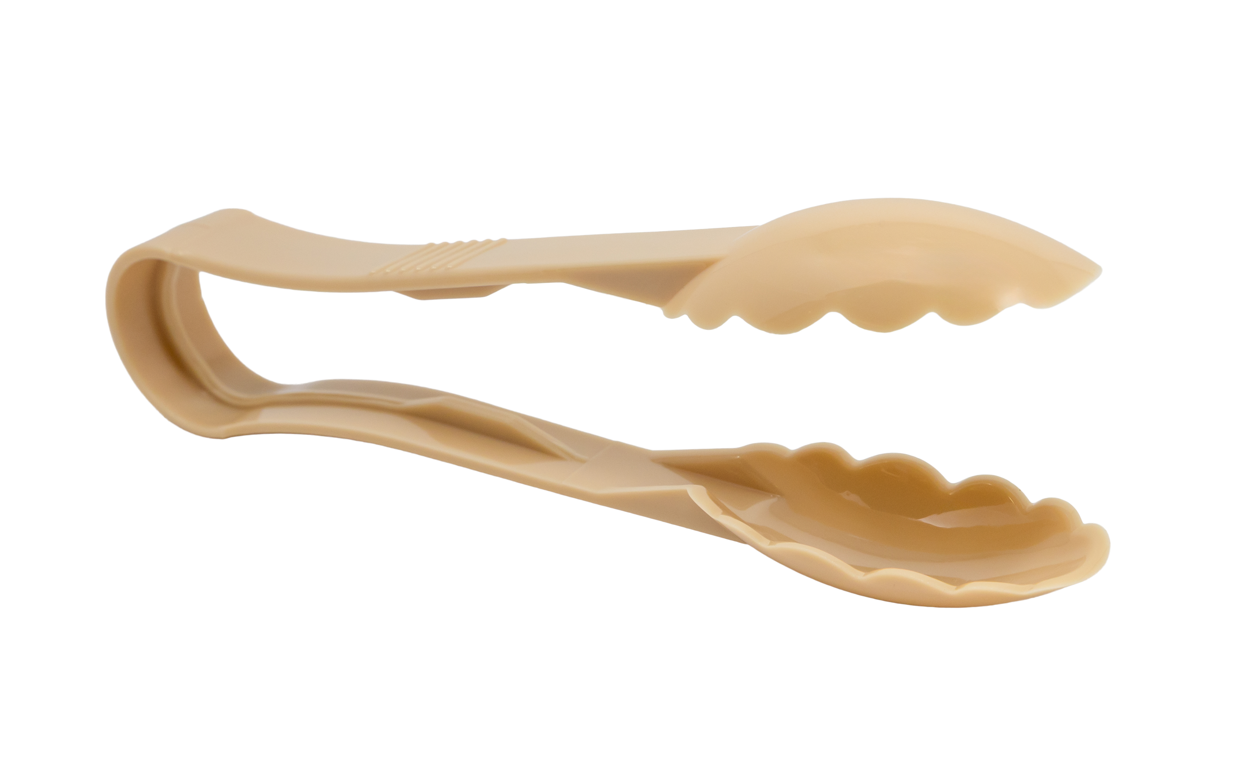 9" Polycarbonate Beige Scallop Tongs