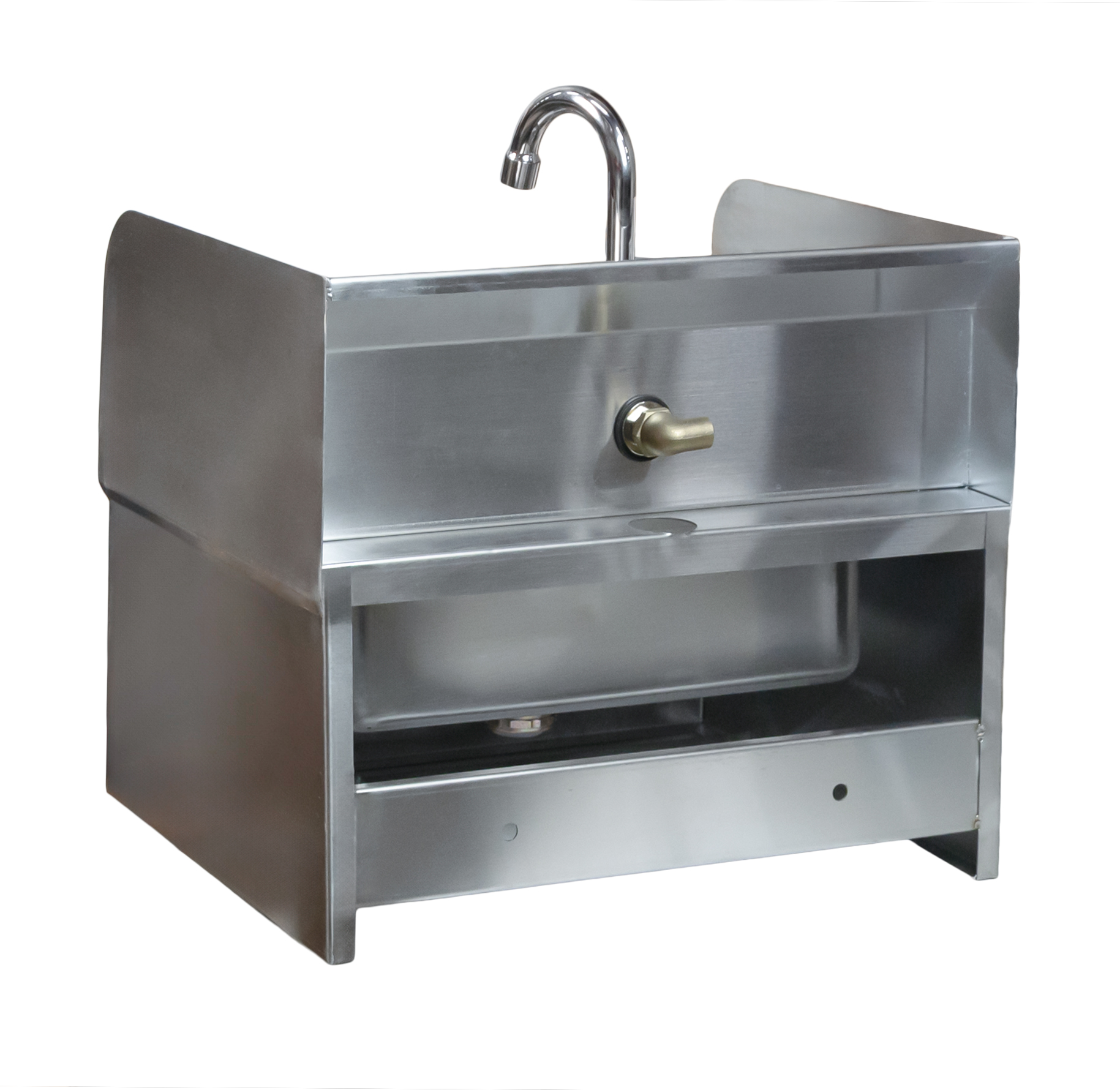 Fabricated Hand Sink with Knee Valve Assembly and Side Splashes