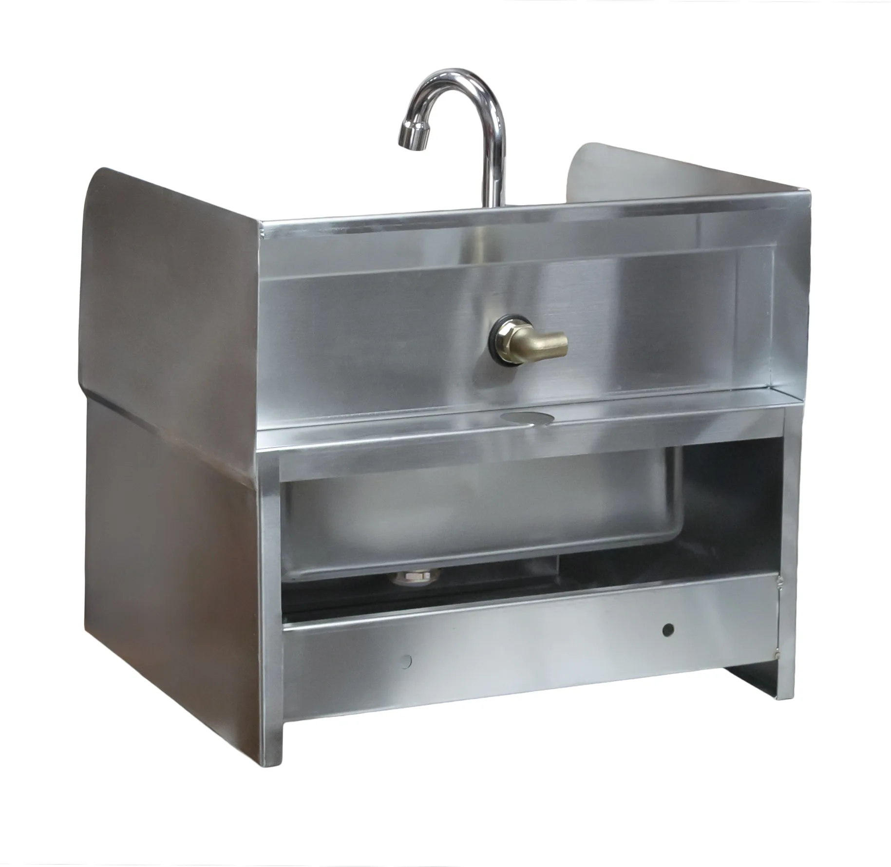 Fabricated Hand Sink with Knee Valve Assembly and Side Splashes