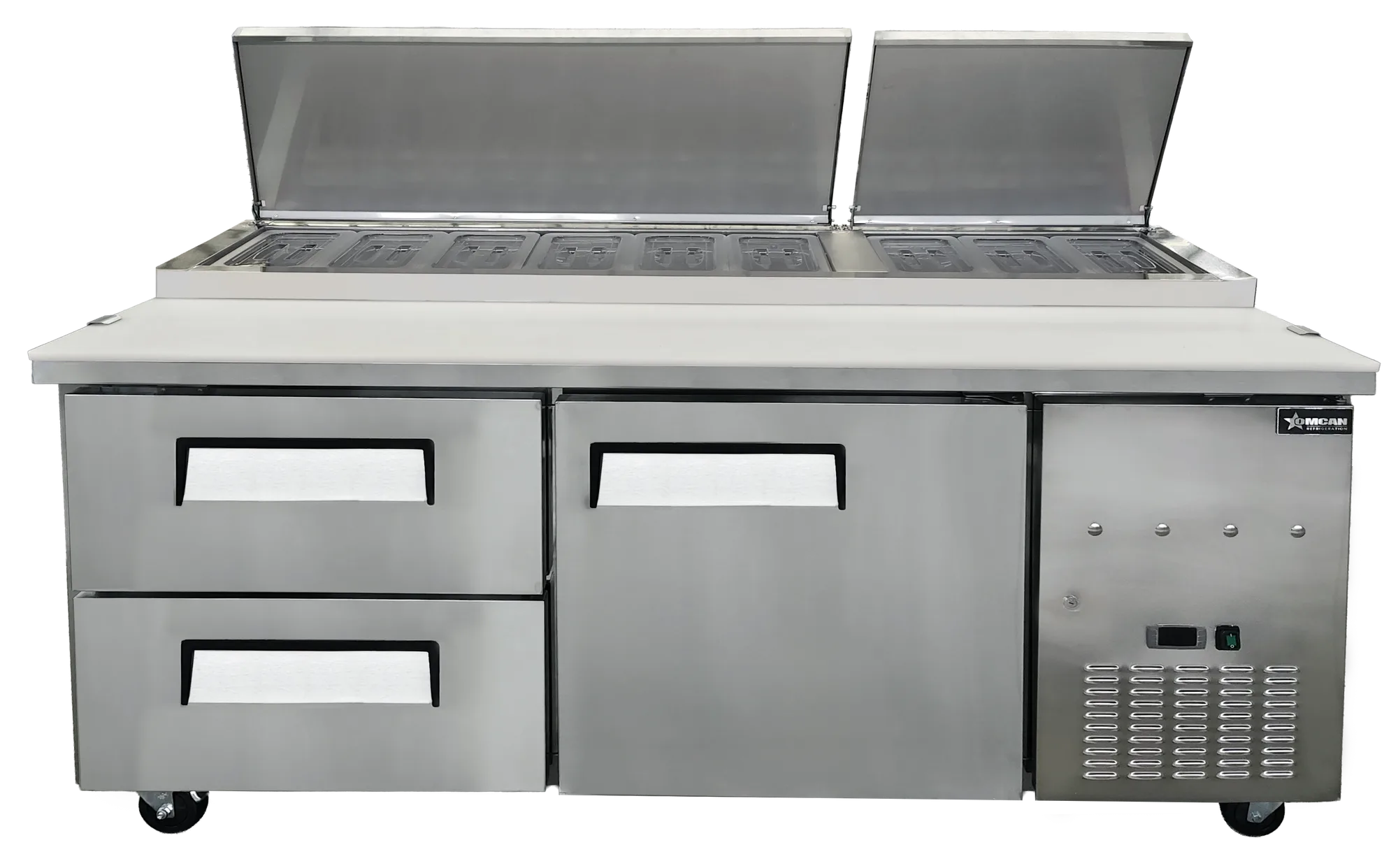 71” One (1) Door Refrigerated Pizza Prep Table with Drawers, 22 cu.ft. (623 L), Stainless Steel