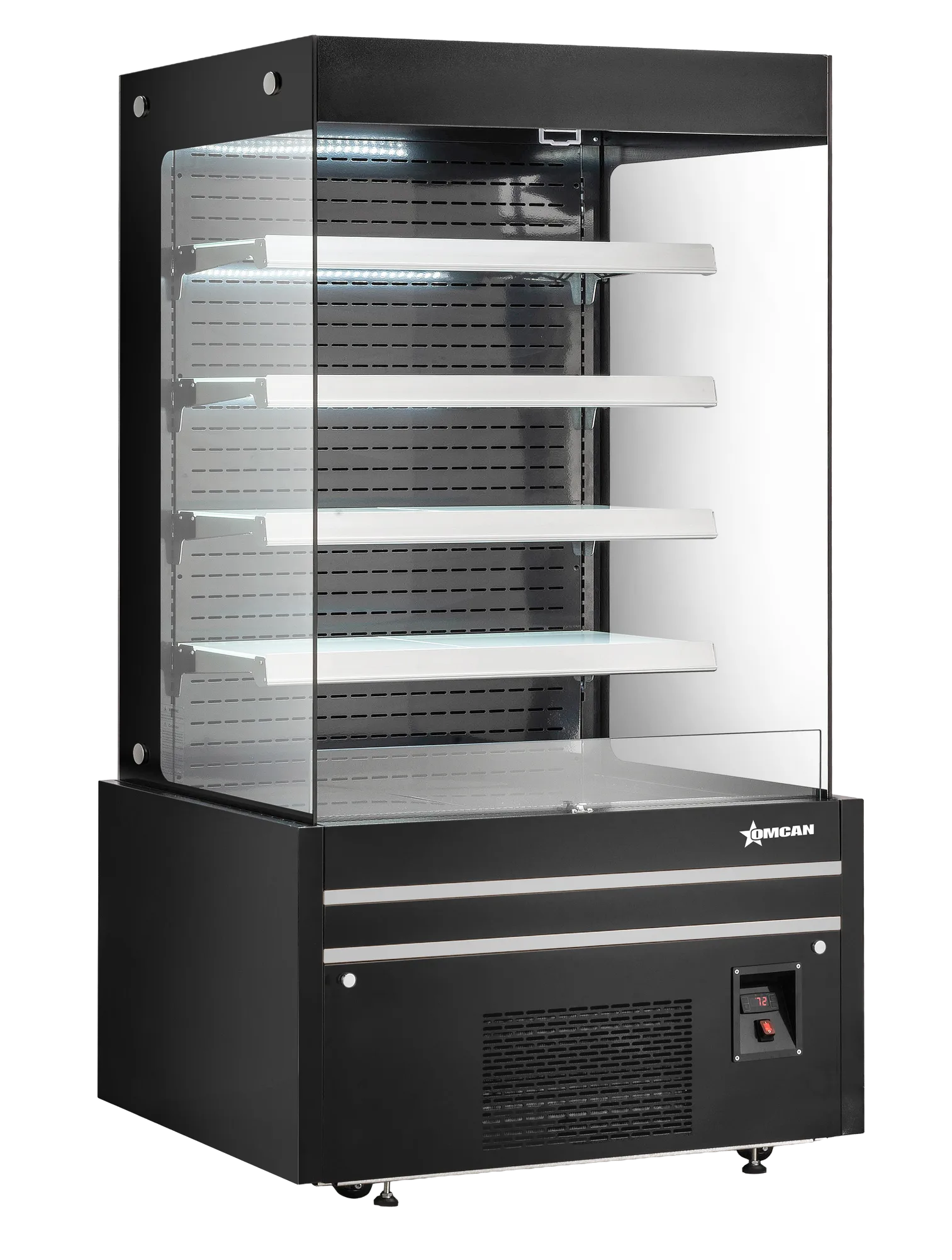 48” Four (4) Shelf Grab-and-Go Black Open Front Refrigerated Showcase, 19.77 cu.ft. (560 L), Black