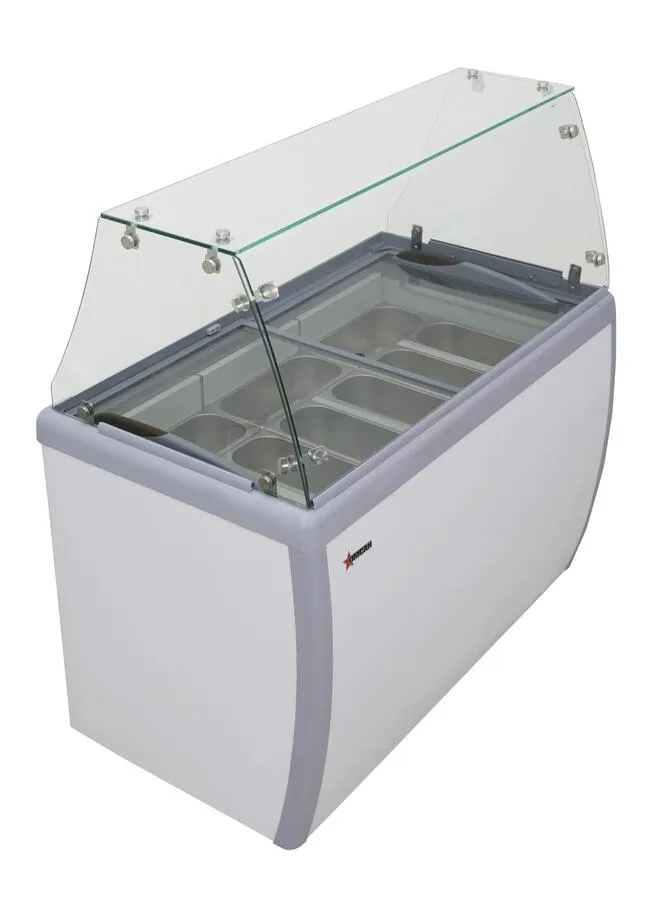 50″ Nine (9) Pan Gelato Dipping Cabinet with Flat Sneeze Guard
