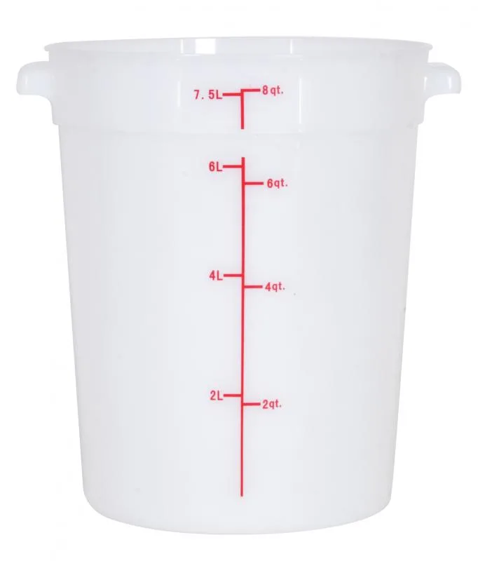 8 qt Polypropylene White Round Food Storage Container