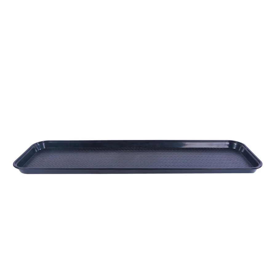 9″ x 30″ Black ABS Plastic Food and Produce Display / Merchandising Tray