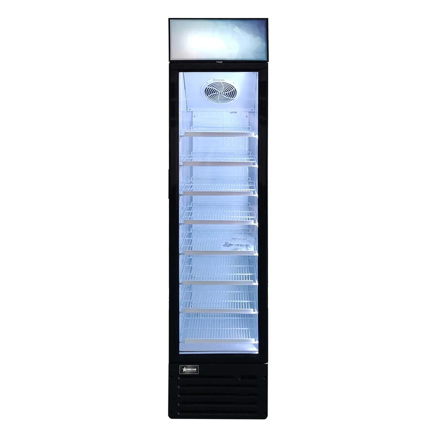 16.5″ Slim One (1) Glass Door Display Refrigerator with Lightbox, 5.1 cu.ft (145 L), Black