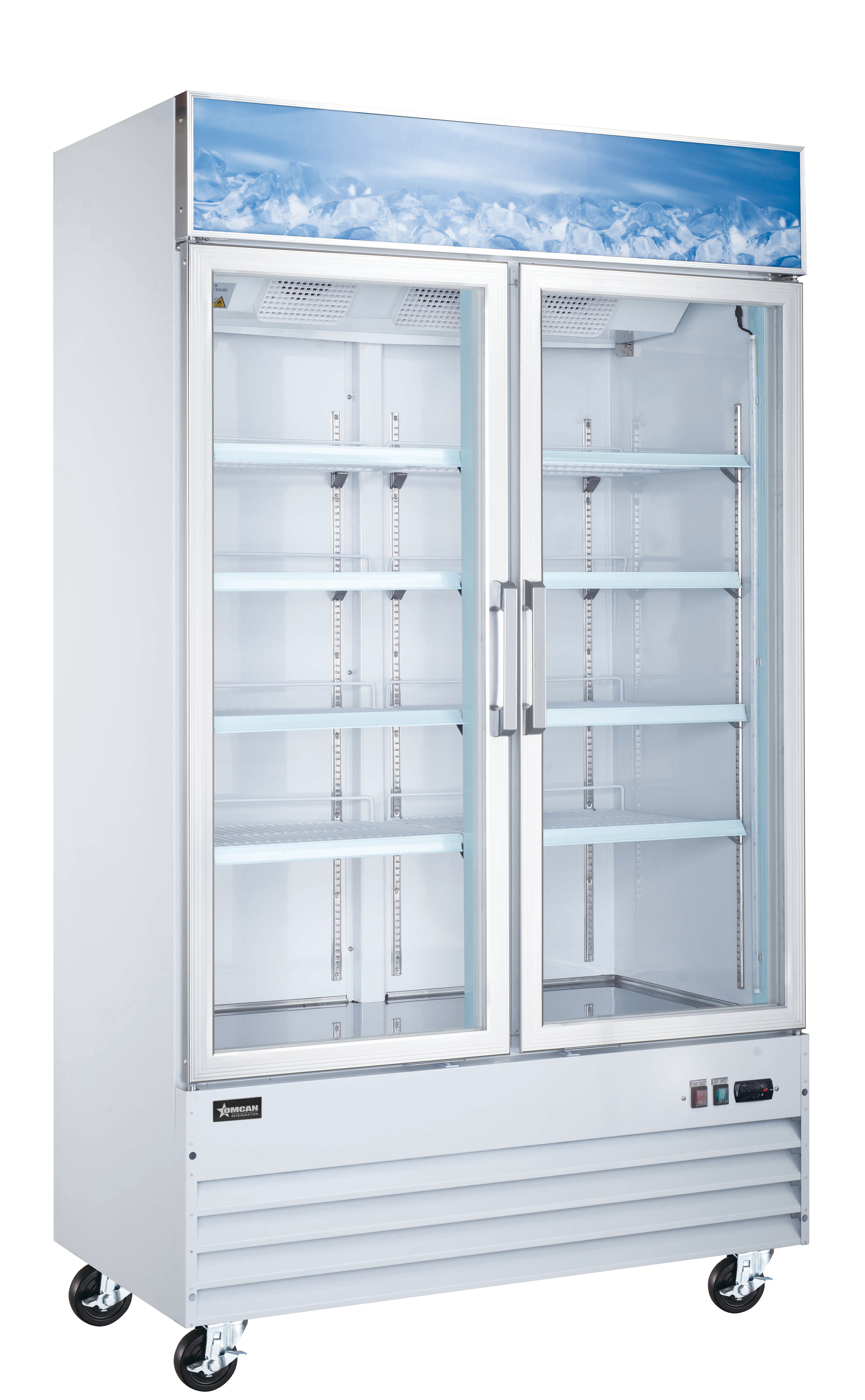 49″ Two (2) Glass Door Display Freezer, 29 cu.ft (821 L), White
