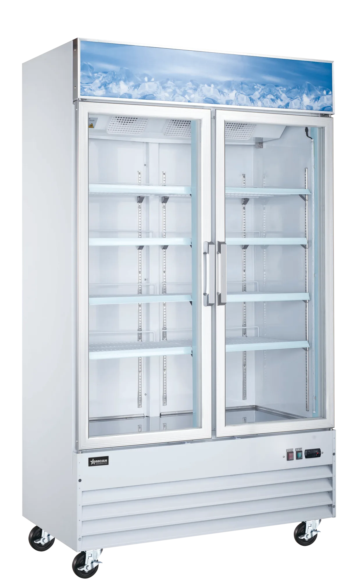 49″ Two (2) Glass Door Display Freezer, 29 cu.ft (821 L), White