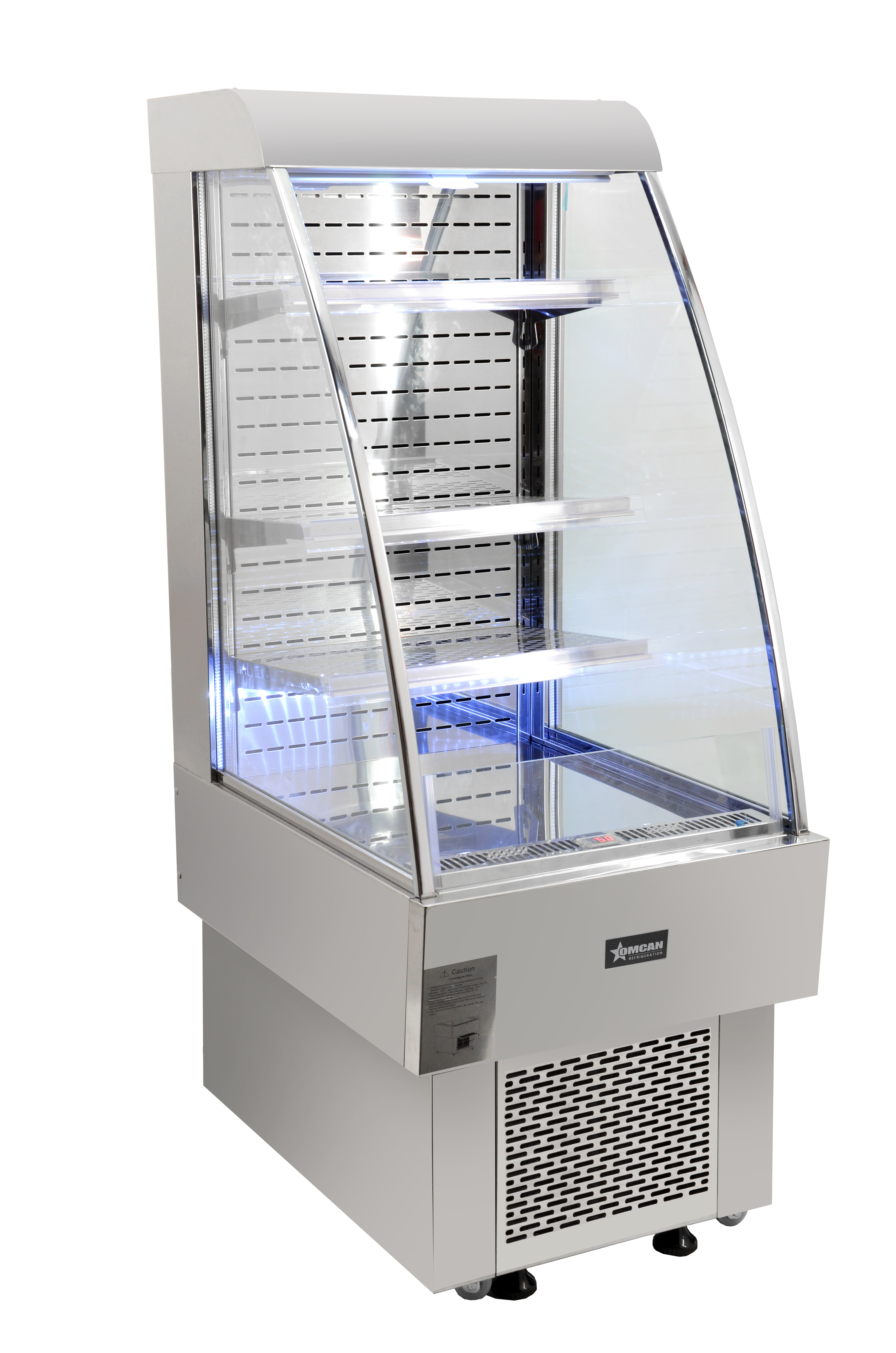 24″ Three (3) Shelf Grab-and-Go Open Refrigerated Floor Display Showcase, 8.12 cu.ft. (243 lbs), Silver