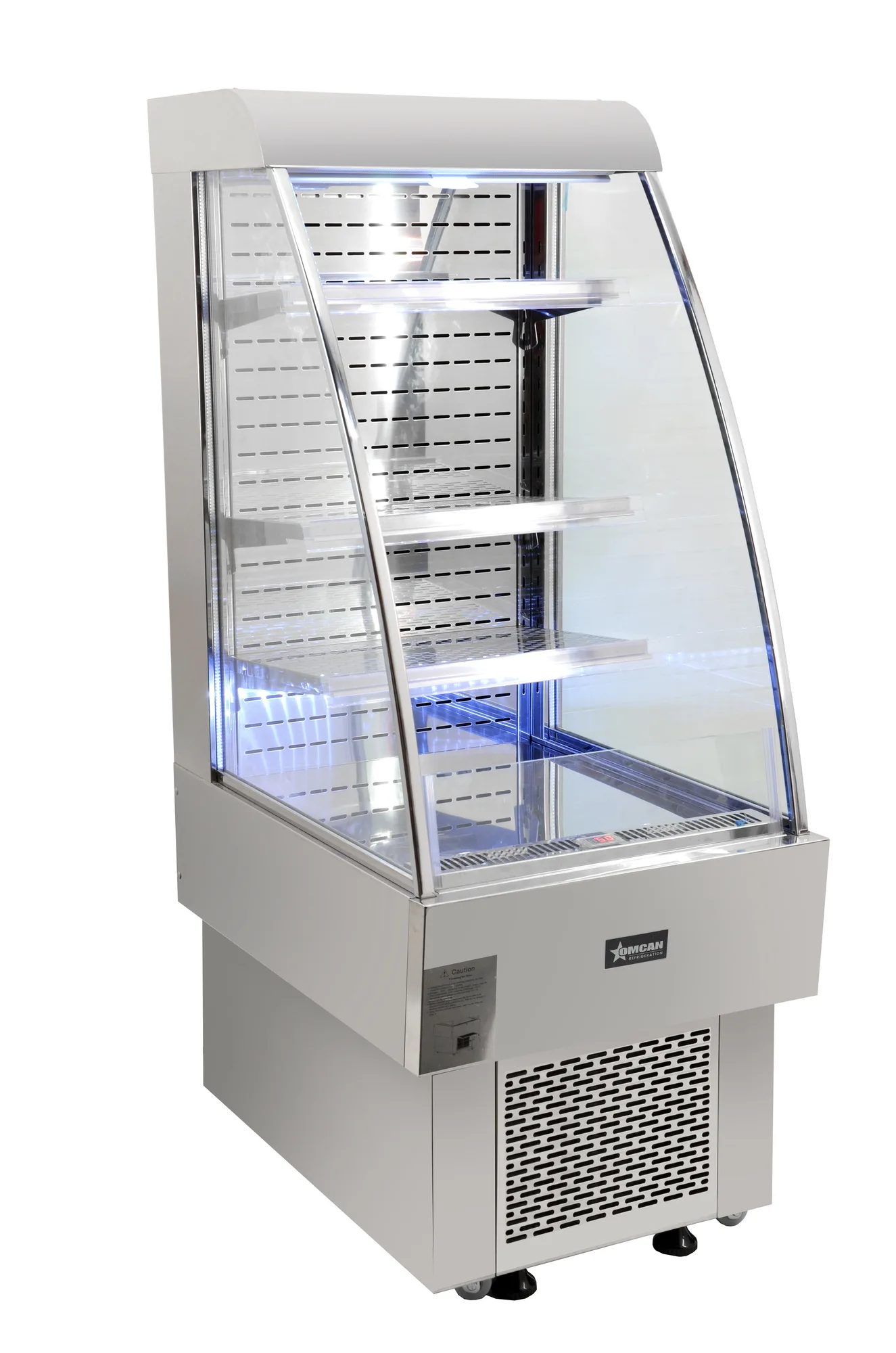 24″ Three (3) Shelf Grab-and-Go Open Refrigerated Floor Display Showcase, 8.12 cu.ft. (243 lbs), Silver