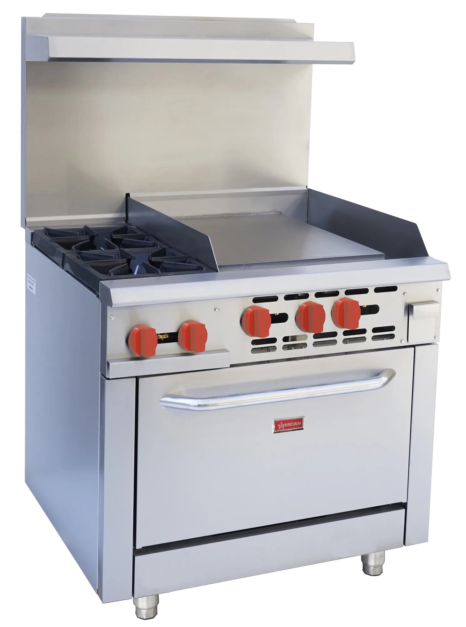 36″ Commercial Gas Range with 2 Burners, 24″ Griddle and Standard Oven – Natural Gas