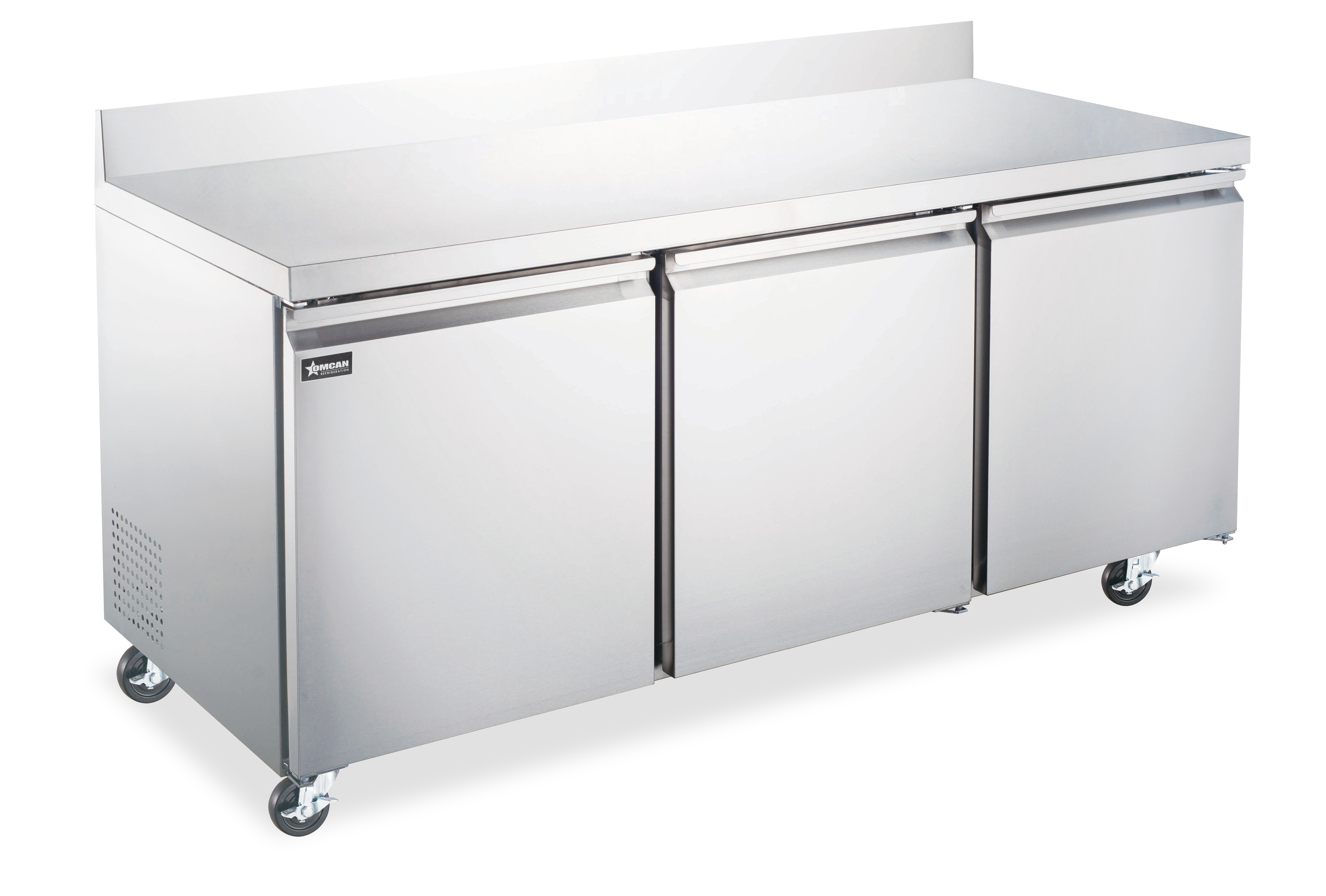 72″ Three (3) Door Worktop Refrigerator With Backsplash, 17 cu.ft (481 L), Stainless Steel