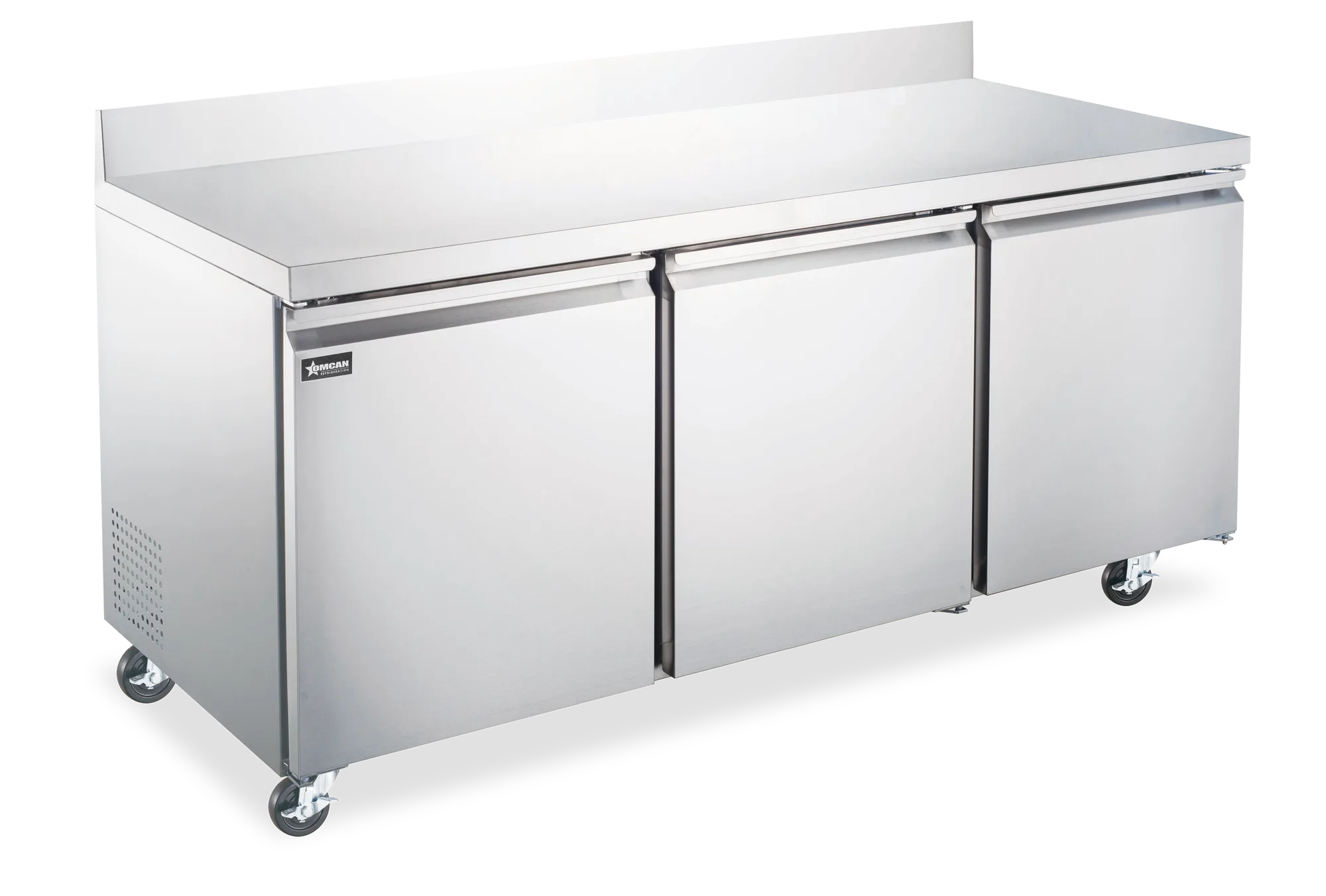 72″ Three (3) Door Worktop Refrigerator With Backsplash, 17 cu.ft (481 L), Stainless Steel