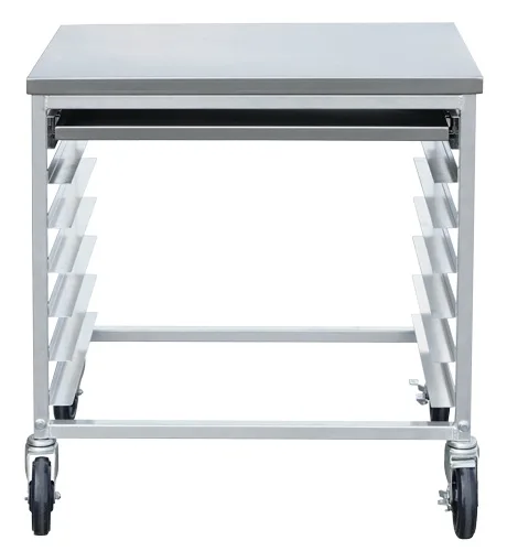 29″ x 20 1/2″ x 30″ Aluminum Multi-Utility Cart with Cutting Board Drawer and 6 Pan Slots