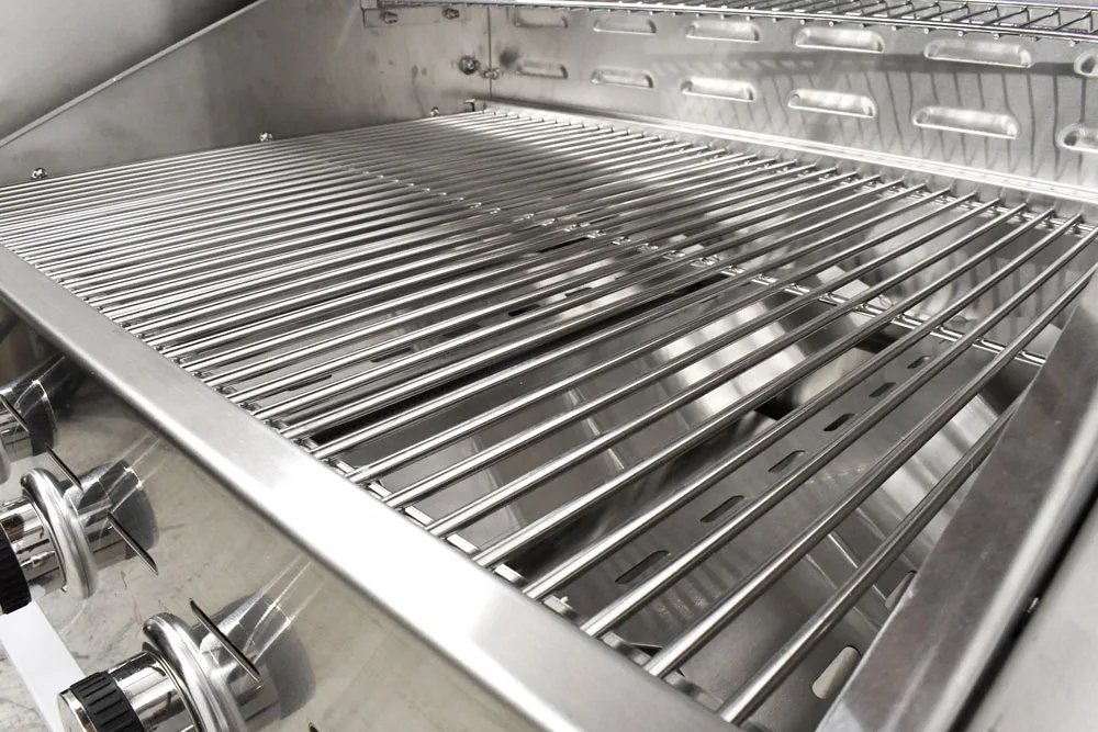 Stainless Steel Propane Outdoor BBQ Grill, 6 Burners, 96000BTU, Top And Side Shelf, 1 Roll Dome