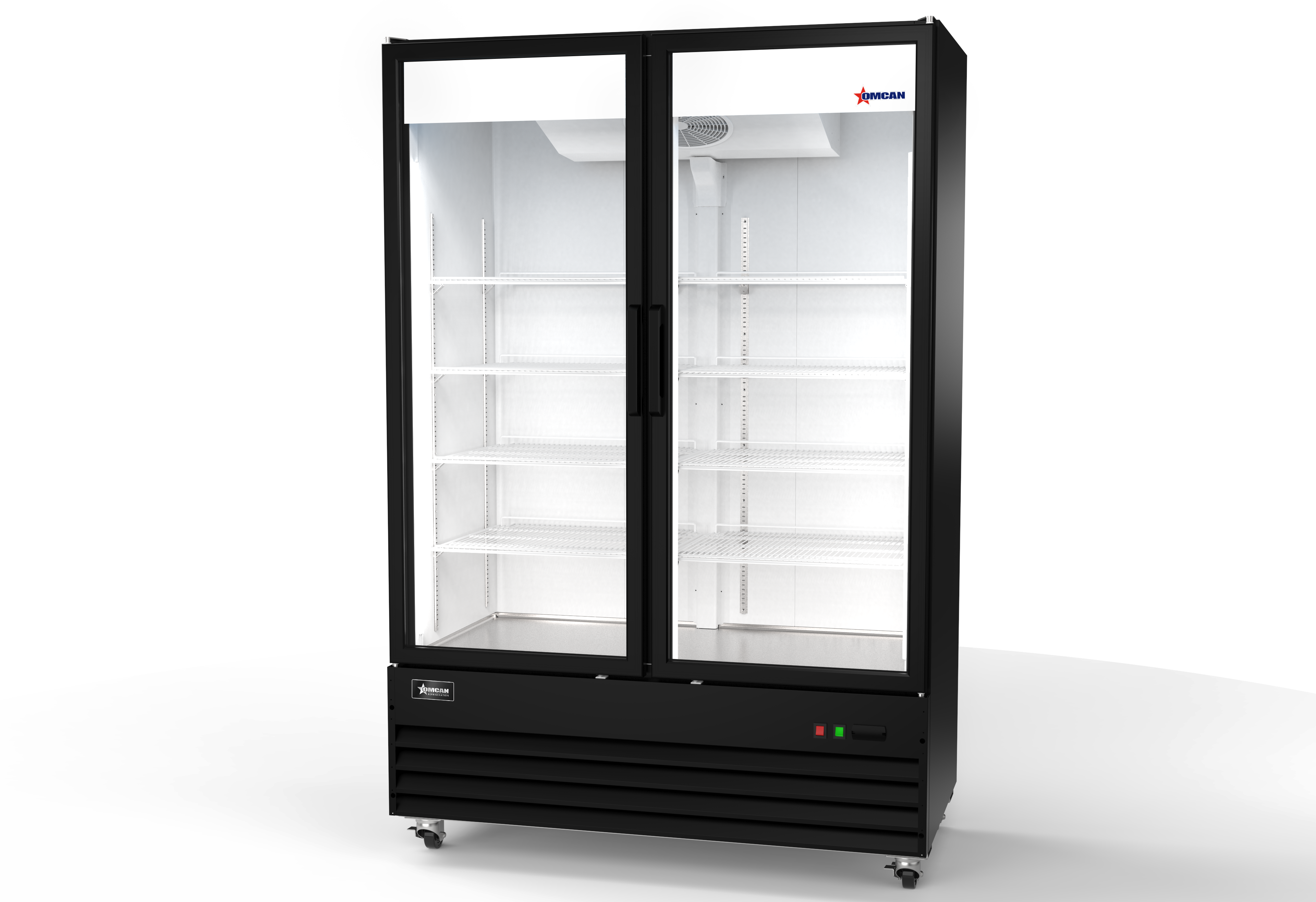 Merchandiser Refrigerator, Black, 2 Swing Doors, 54"