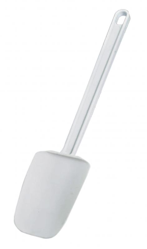 14" White Rubber Spoonula with Plastic Handle