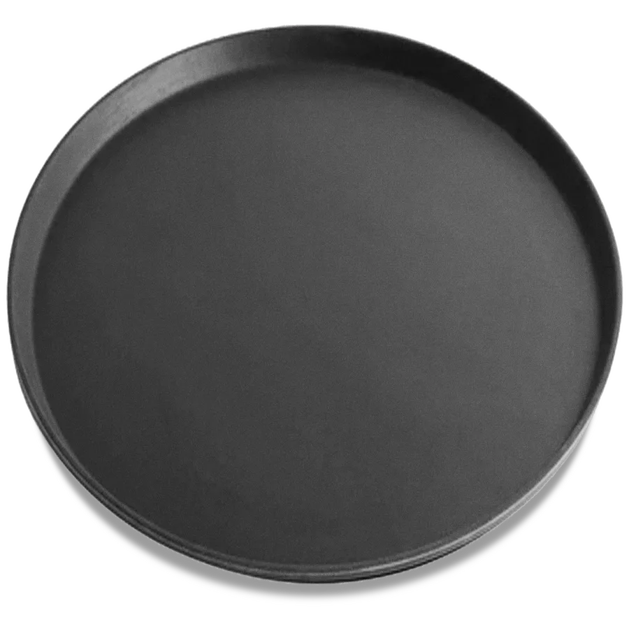 11" Non-slip Black Round Fiberglass Service Tray