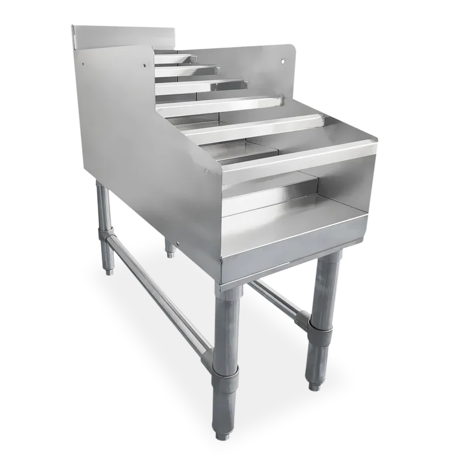 12″ Stainless Steel Liquor Display Rack with 3″ Backsplash