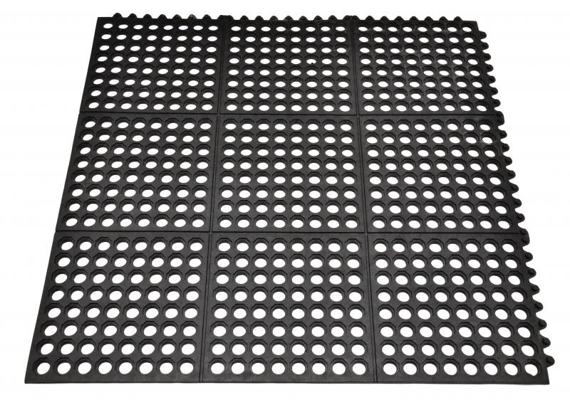 Black Anti-Fatigue Mat with Interlocking Edges