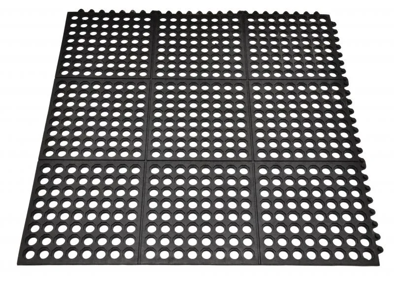 Black Anti-Fatigue Mat with Interlocking Edges