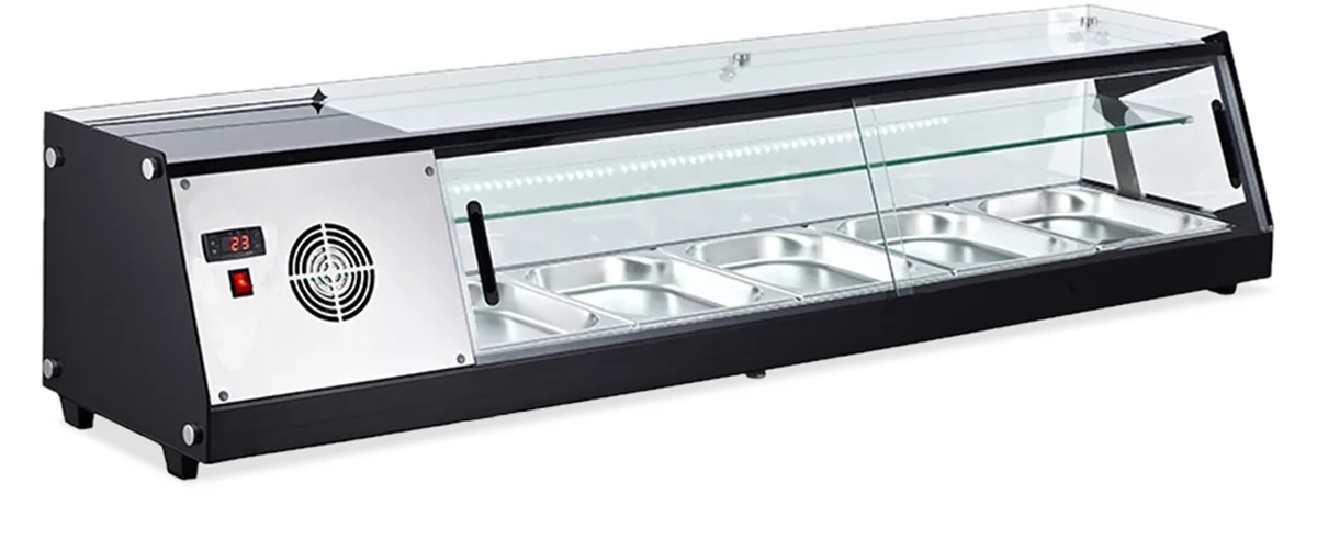 69″ Refrigerated Sushi Showcase with Flat Glass, 3.67 cu.ft. (104 L), Black