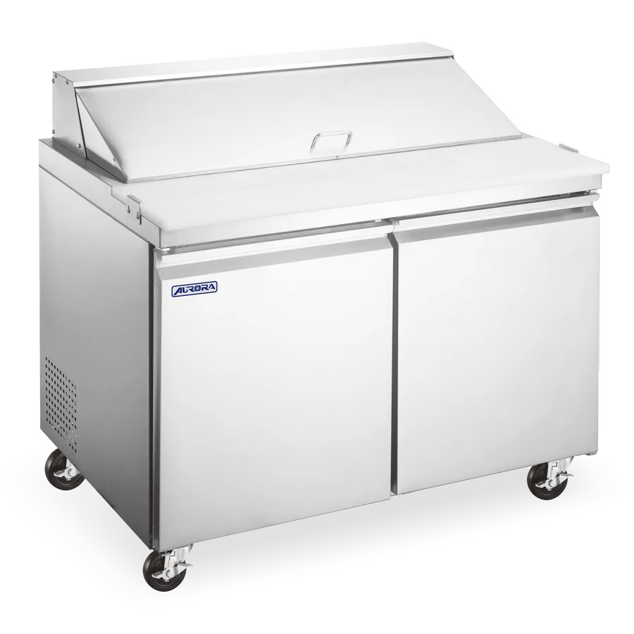 Aurora 47″ Two (2) Door Mega Refrigerated Prep Table, 9.5 cu.ft. (269 Liter), Stainless Steel