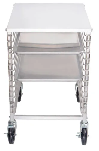 Aluminum Counter-Height End-Load Bun Pan Rack with 15 Slides and Solid Flat Top
