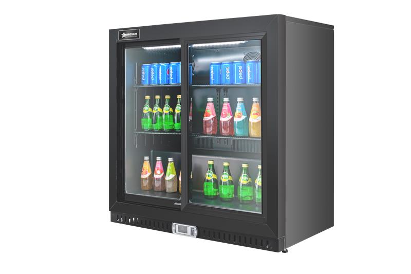 36" One (1) Sliding Door Back Bar Beverage Cooler with Lock, 7.5 cu.ft. (212L), Black