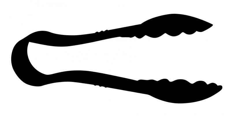 6" Polycarbonate Black Scallop Tongs
