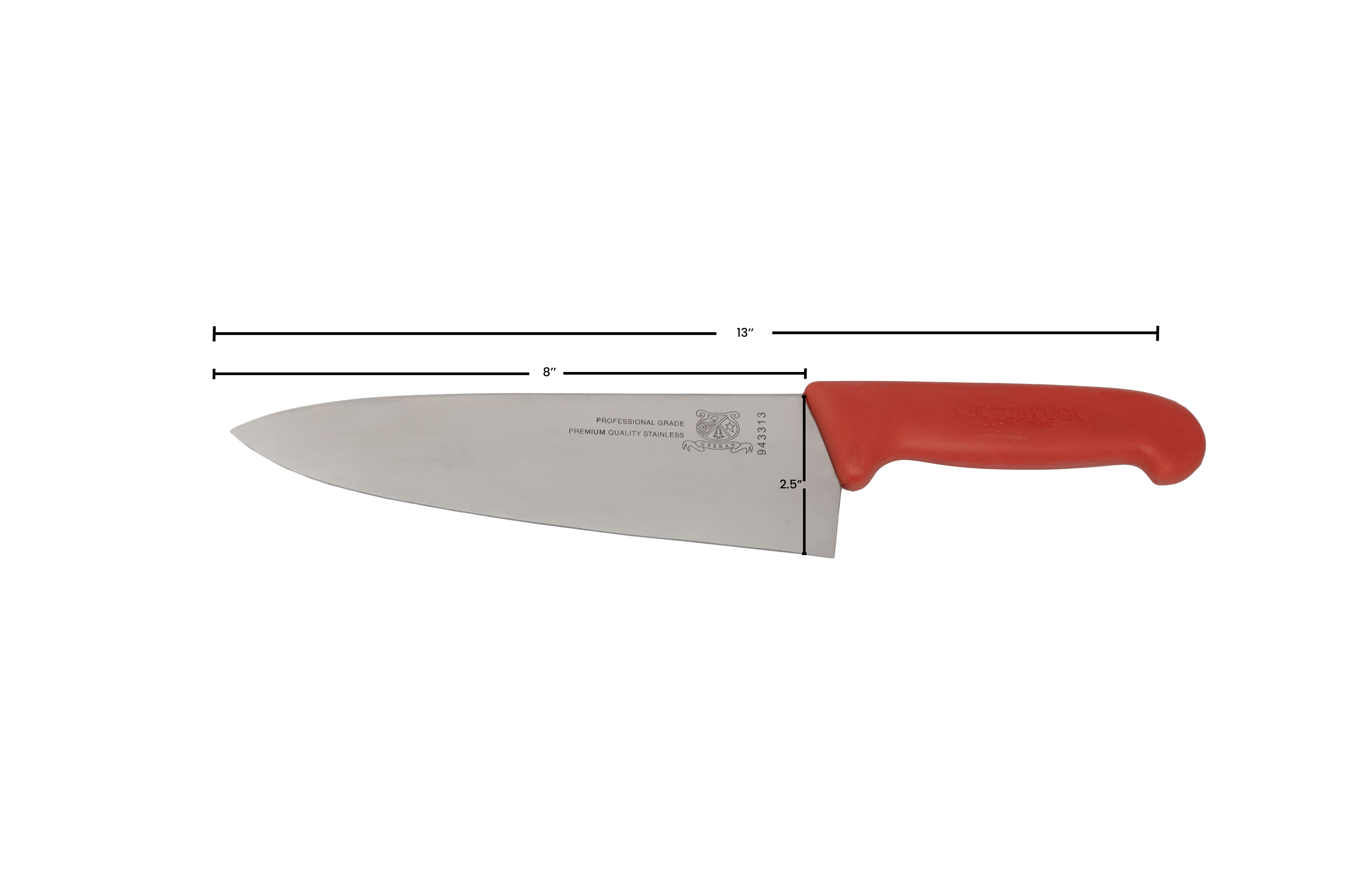 8" Medium Cook Knife with Red Super Fiber Handle