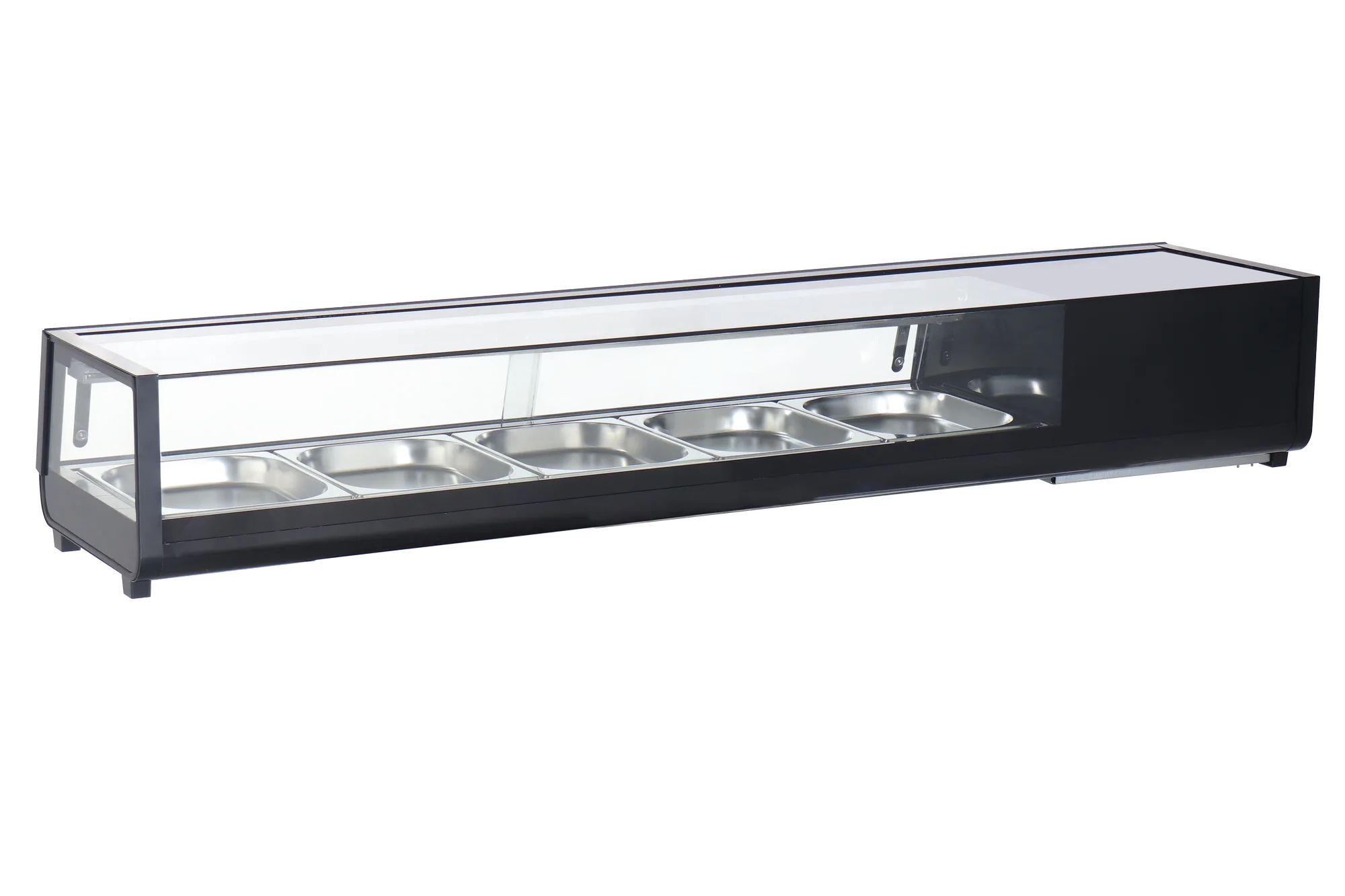 71" Refrigerated Flat Glass Sushi Display Case, 4.7 cu.ft. (132 L), Black