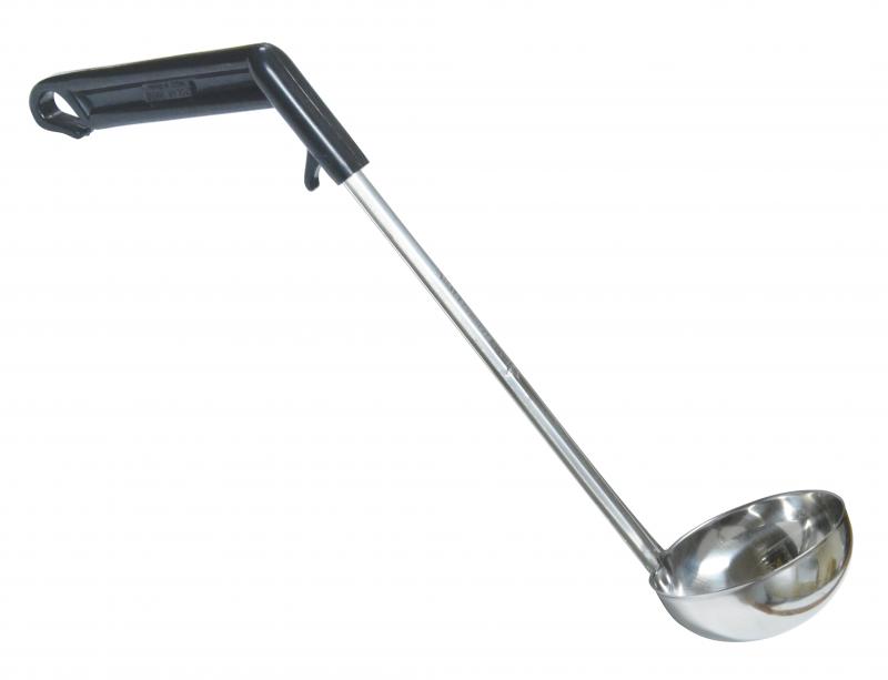 13" Long Stainless Steel Ladle with Black Plastic Handle