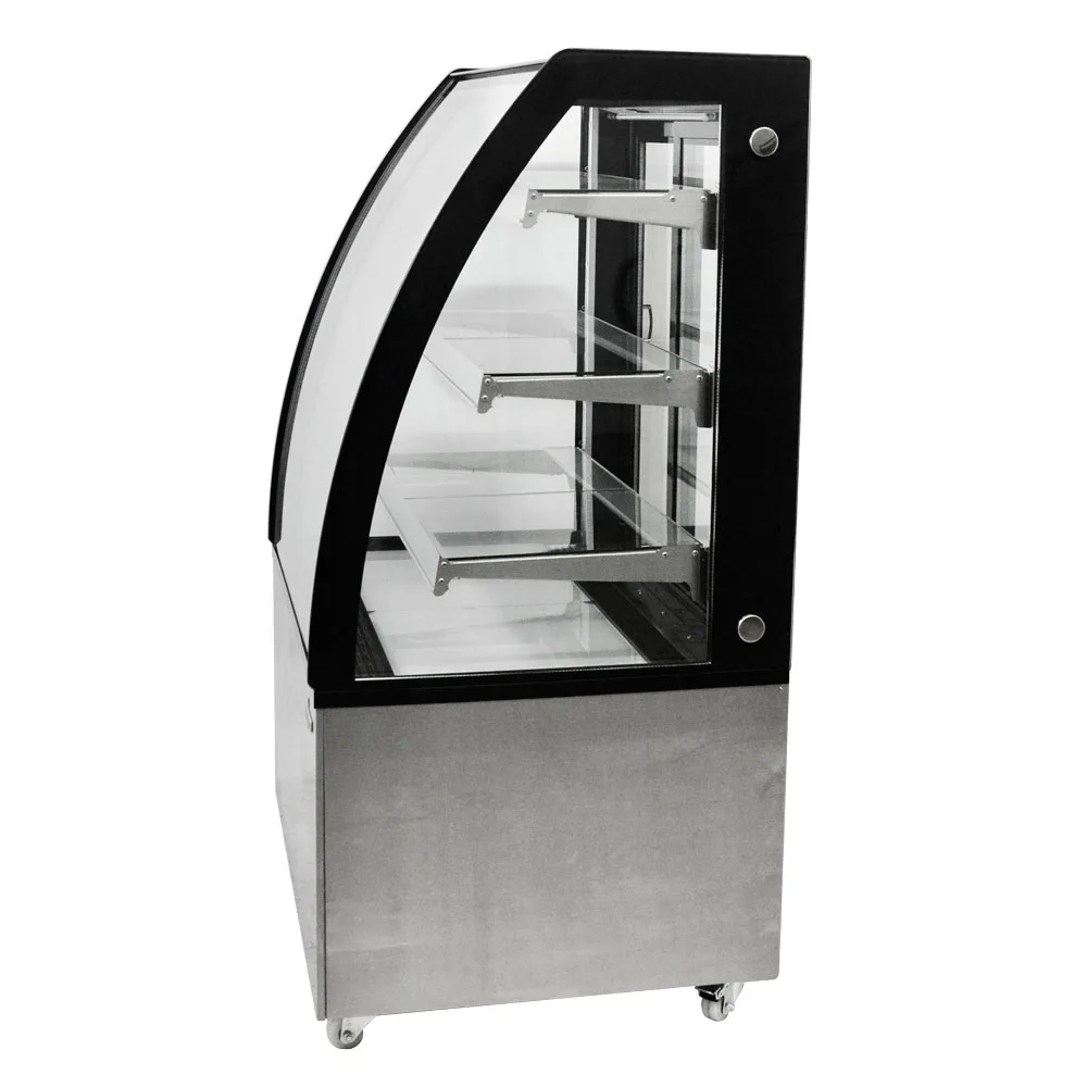 36" Three (3) Shelf Curved Glass Floor Refrigerated Showcase, 10.95 cu.ft. (310 L), Stainless Steel