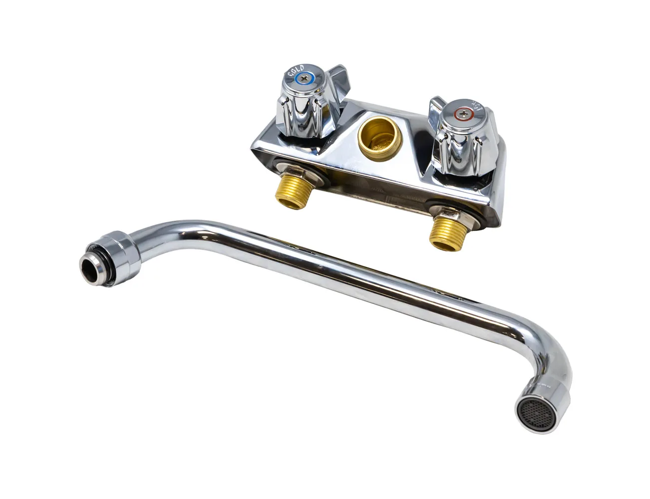 Wall Mount Bar Sink Faucet with 10″ Swing Spout and 4″ Centers
