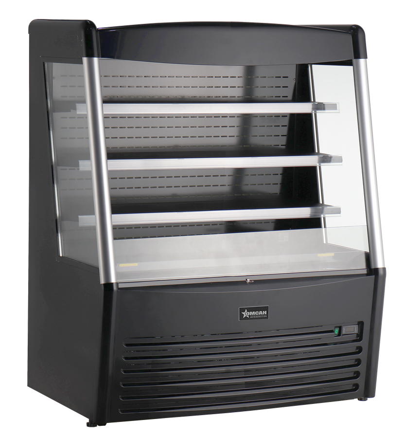 48″ Three (3) Shelf Grab-and-Go Open Refrigerated Floor Self-Serve Display Case, 15 cu.ft. (426 L), Black