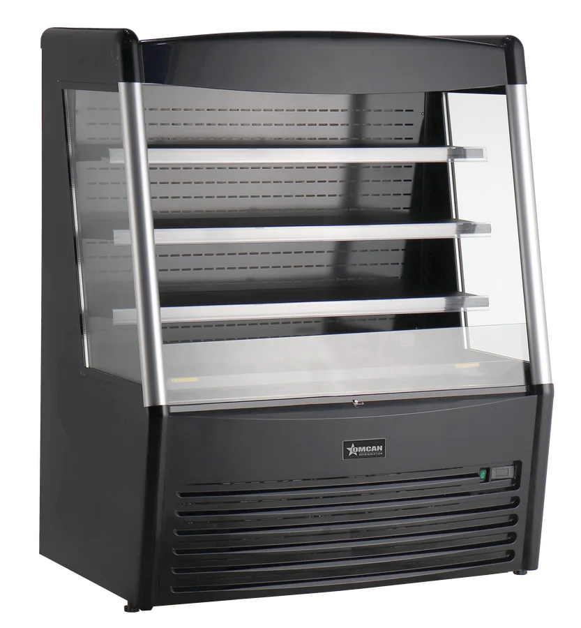 48″ Three (3) Shelf Grab-and-Go Open Refrigerated Floor Self-Serve Display Case, 15 cu.ft. (426 L), Black