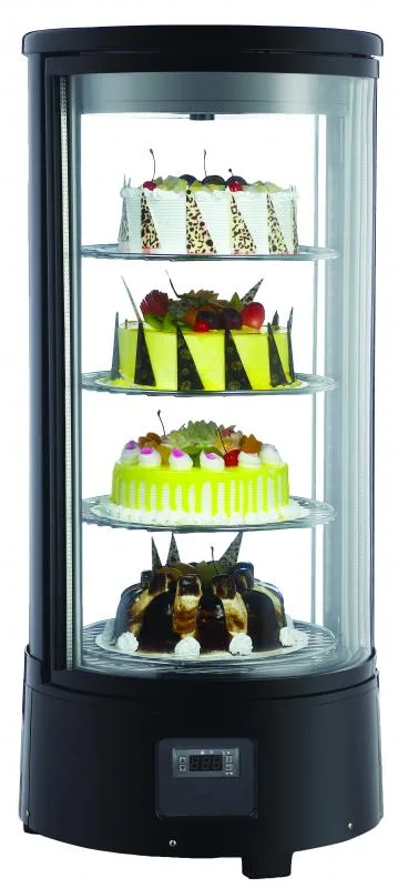 18″ Three (3) Shelf Countertop Cylindrical Refrigerated Showcase, 2.54 cu.ft (72 L), Black