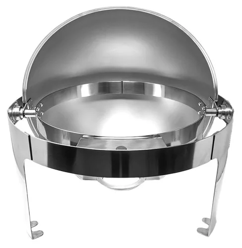 6 qt (5.6 L) Stainless Steel Round Chafing Dish with Roll Top Lid