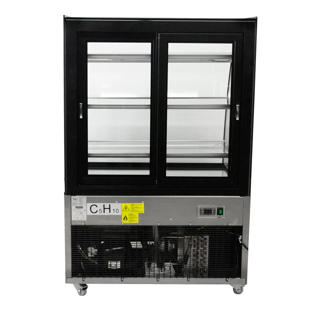36" Three (3) Shelf Curved Glass Floor Refrigerated Showcase, 10.95 cu.ft. (310 L), Stainless Steel