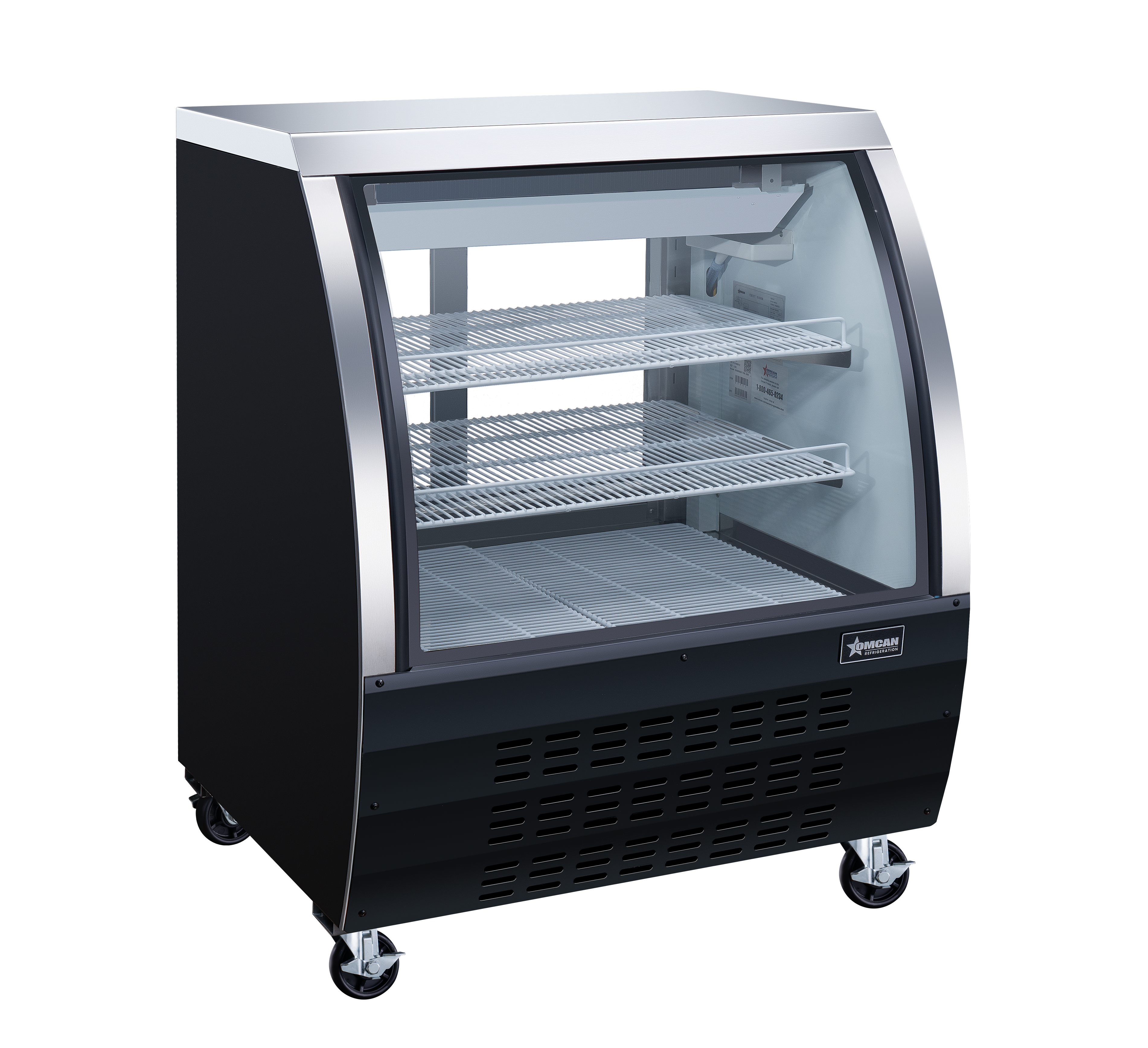 36″ Two (2) Shelf Floor Refrigerated Showcase, 11.6 cu.ft. (328 L), Black